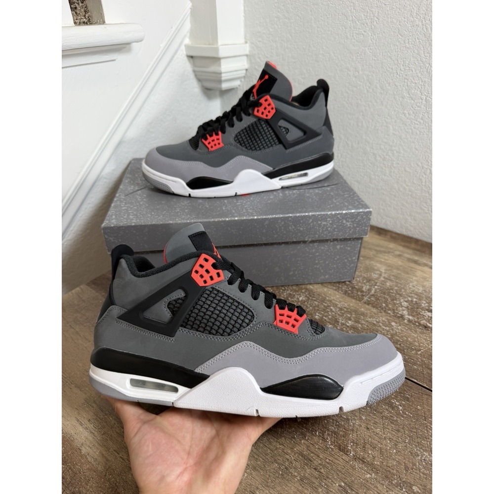 Air Jordan 4 Retro Infrared Dark Grey Black White Mens Size 10.5 DH6927-061
